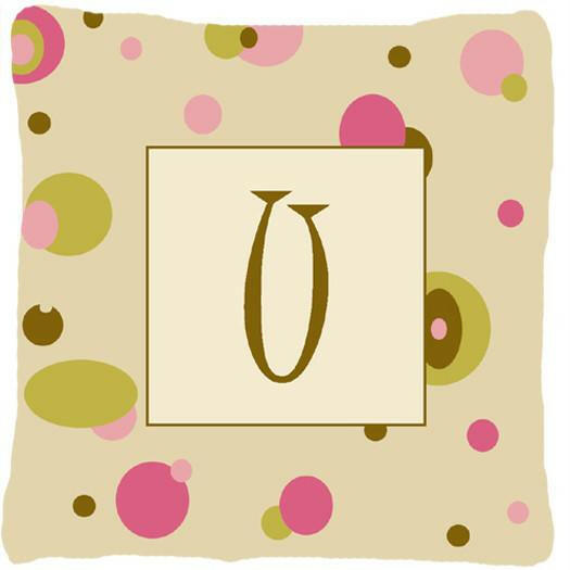 Letter U Initial Monogram - Tan Dots Decorative   Canvas Fabric Pillow - the-store.com