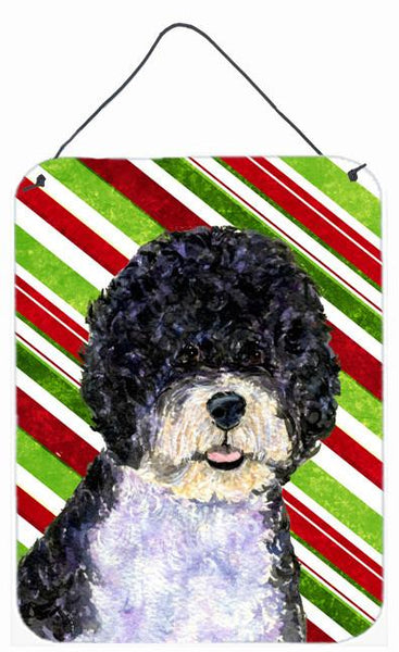 Portuguese Water Dog Candy Cane Holiday Christmas Wall or Door Hanging Prints by Caroline's Treasures