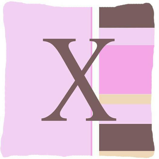 Letter X Initial Monogram - Pink Stripes Decorative   Canvas Fabric Pillow - the-store.com