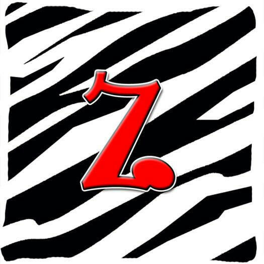 Monogram Initial Z Zebra Red Decorative   Canvas Fabric Pillow CJ1024 - the-store.com