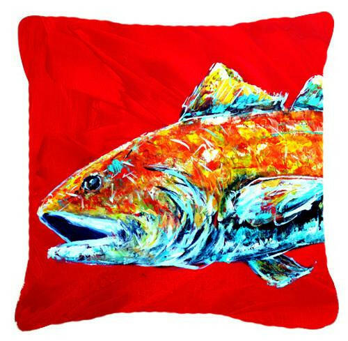 Red Fish Alphonzo Head Canvas Fabric Decorative Pillow MW1141APW1414 by Caroline&#39;s Treasures