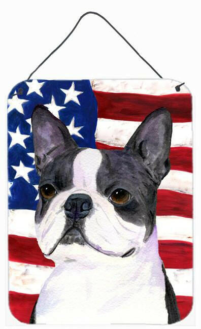 USA American Flag with Boston Terrier Wall or Door Hanging Prints by Caroline&#39;s Treasures