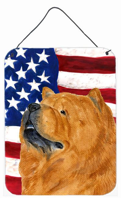 USA American Flag with Chow Chow Aluminium Metal Wall or Door Hanging Prints by Caroline&#39;s Treasures