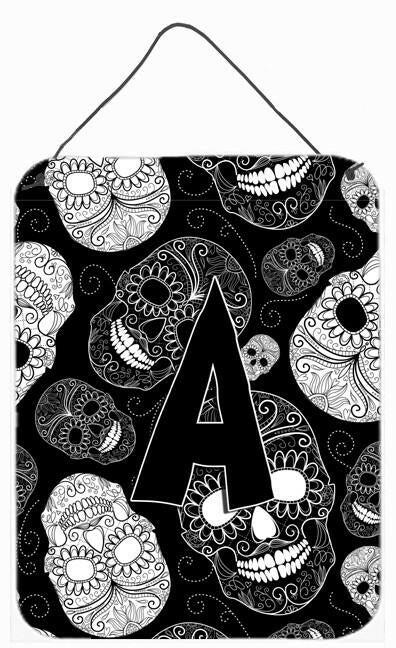 Letter A Day of the Dead Skulls Black Wall or Door Hanging Prints CJ2008-ADS1216 by Caroline's Treasures