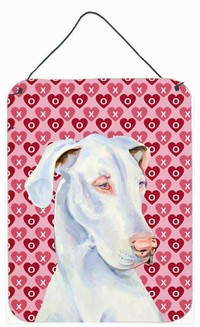 Great Dane Hearts Love and Valentine&#39;s Day Portrait Wall or Door Hanging Prints by Caroline&#39;s Treasures