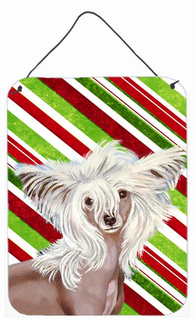 Chinese Crested Candy Cane Holiday Christmas Wall or Door Hanging Prints by Caroline&#39;s Treasures