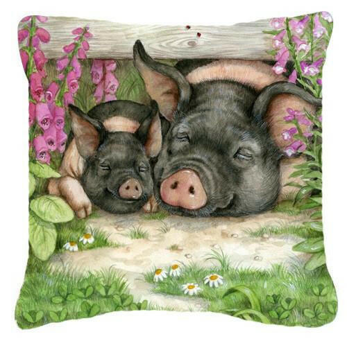 Pigs Under The Fence by Debbie Cook Canvas Decorative Pillow CDCO0355PW1414 - the-store.com
