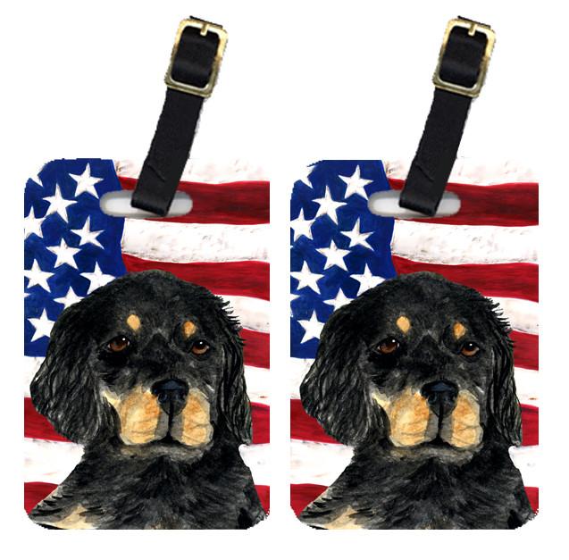 Pair of USA American Flag with Gordon Setter Luggage Tags SS4042BT by Caroline&#39;s Treasures