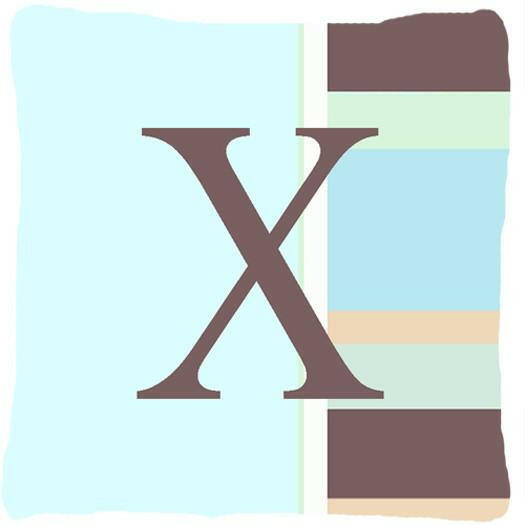 Letter X Initial Monogram - Blue Stripes Decorative   Canvas Fabric Pillow - the-store.com