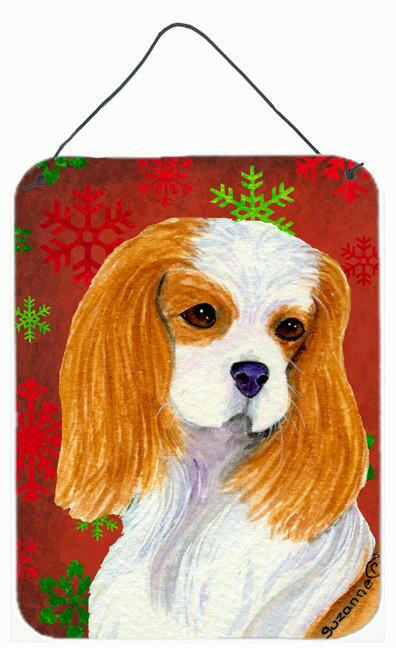 Cavalier Spaniel Red Snowflakes Holiday Christmas Wall or Door Hanging Prints by Caroline&#39;s Treasures
