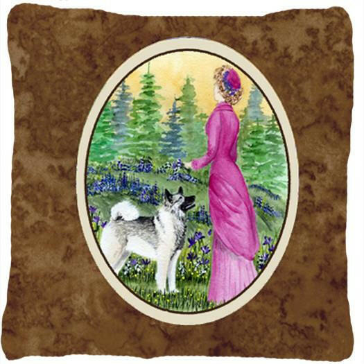 Lady with her Norwegian Elkhound Decorative   Canvas Fabric Pillow by Caroline&#39;s Treasures