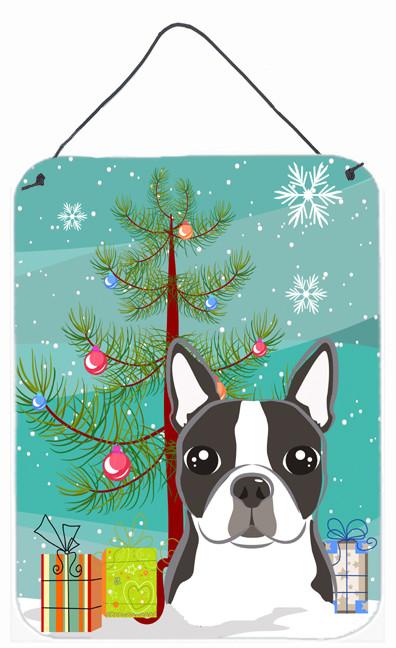 Christmas Tree and Boston Terrier Wall or Door Hanging Prints BB1575DS1216 by Caroline&#39;s Treasures