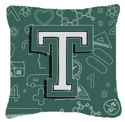 Letter T Back to School Initial Canvas Fabric Decorative Pillow CJ2010-TPW1414 by Caroline&#39;s Treasures
