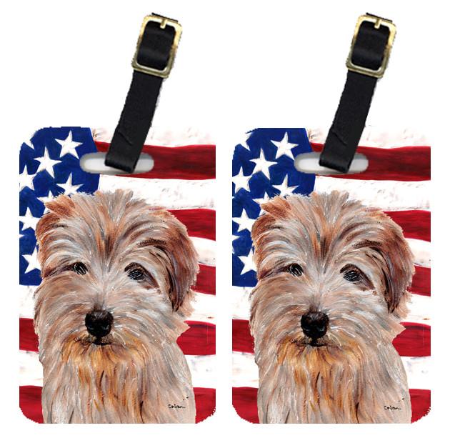 Pair of Norfolk Terrier with American Flag USA Luggage Tags SC9640BT by Caroline&#39;s Treasures