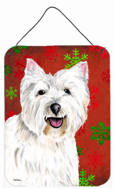 Westie Red and Green Snowflakes Holiday Christmas Wall or Door Hanging Prints by Caroline's Treasures