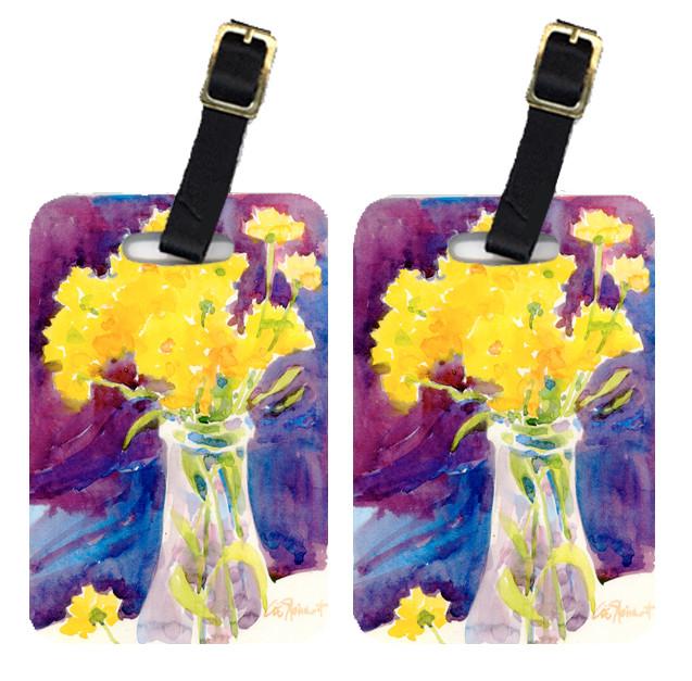 Pair of 2 Yellow Flowers in a vase Luggage Tags by Caroline&#39;s Treasures