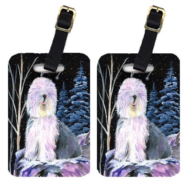 Starry Night Old English Sheepdog Luggage Tags Pair of 2 by Caroline's Treasures