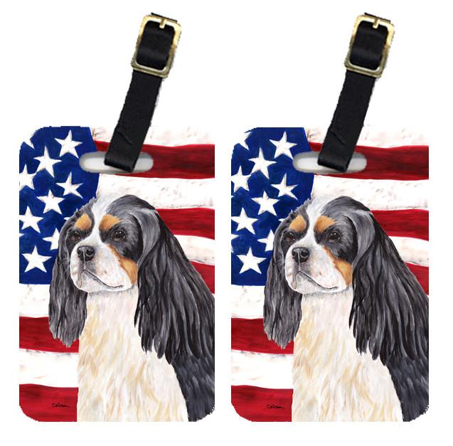 Pair of USA American Flag with Cavalier Spaniel Luggage Tags SC9114BT by Caroline&#39;s Treasures