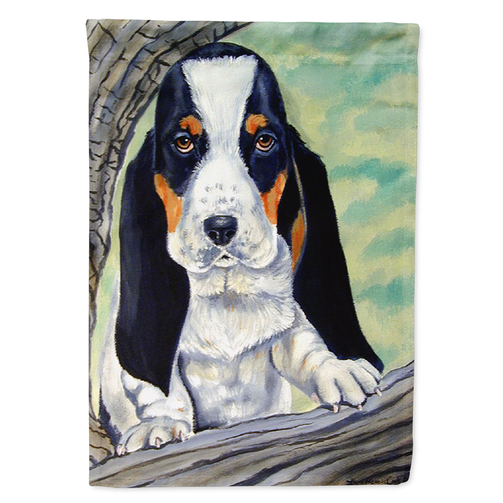 Basset Hound at the tree Flag Canvas House Size  the-store.com.
