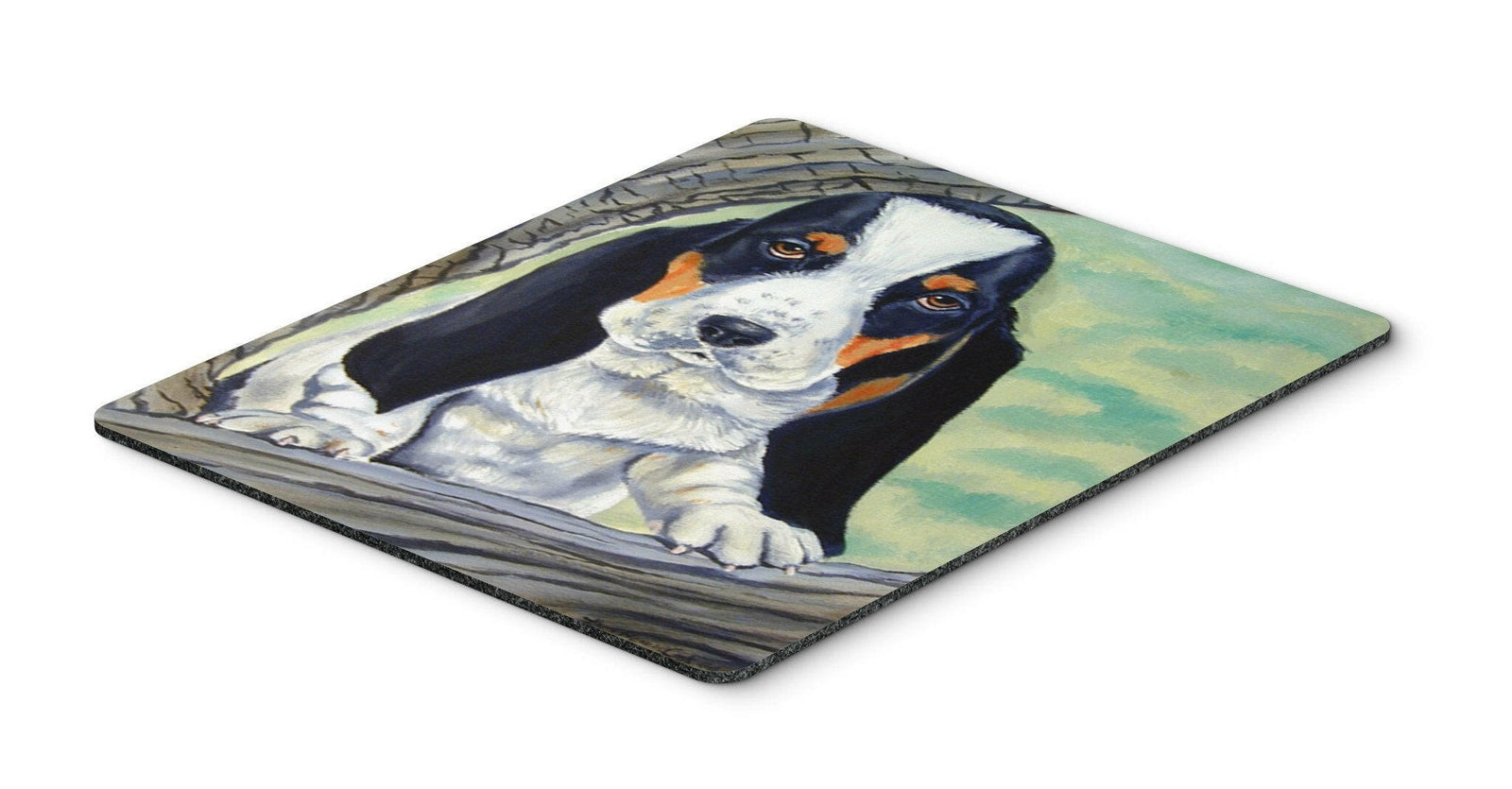 Basset Hound at the tree Mouse Pad, Hot Pad or Trivet by Caroline's Treasures