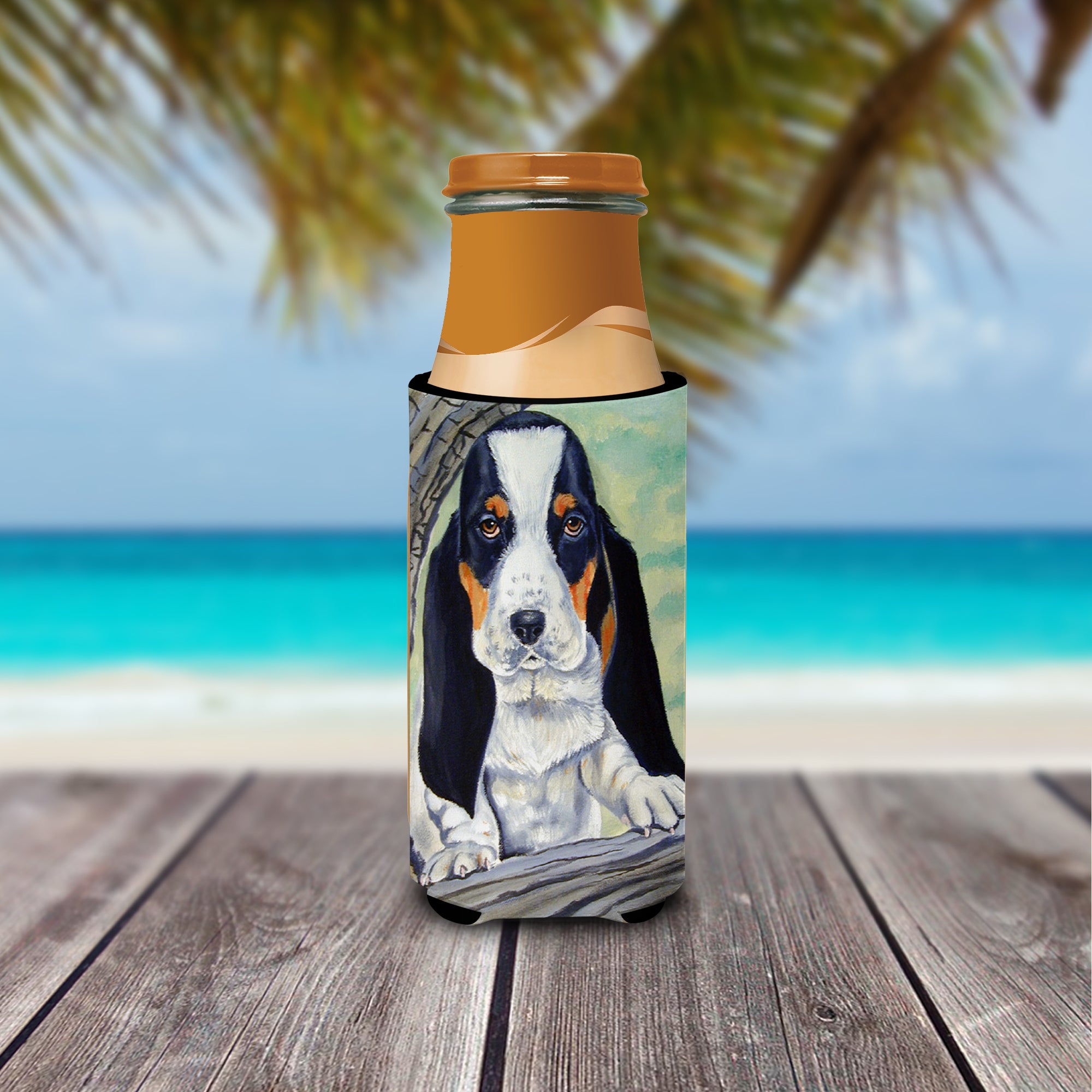 Basset Hound on the branch Ultra Beverage Insulators for slim cans 7002MUK