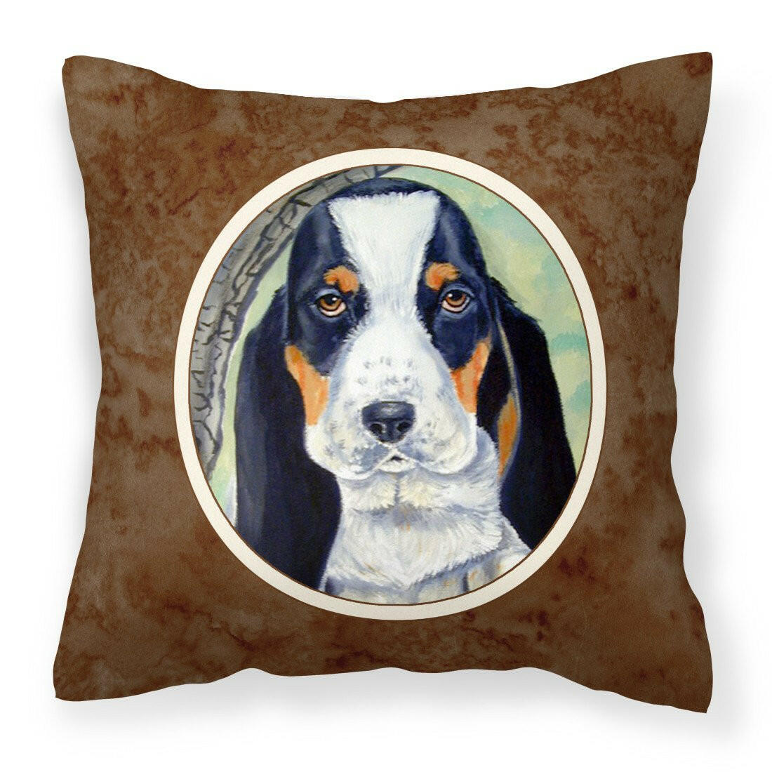 Basset Hound on the branch Fabric Decorative Pillow 7002PW1414 - the-store.com
