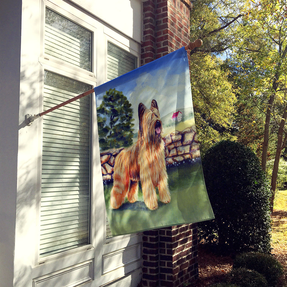 Briard by the stone fence Flag Canvas House Size