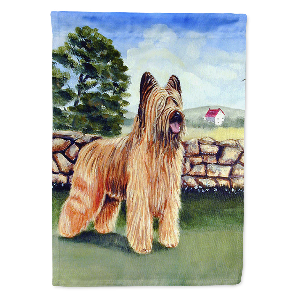 Briard by the stone fence Flag Canvas House Size  the-store.com.