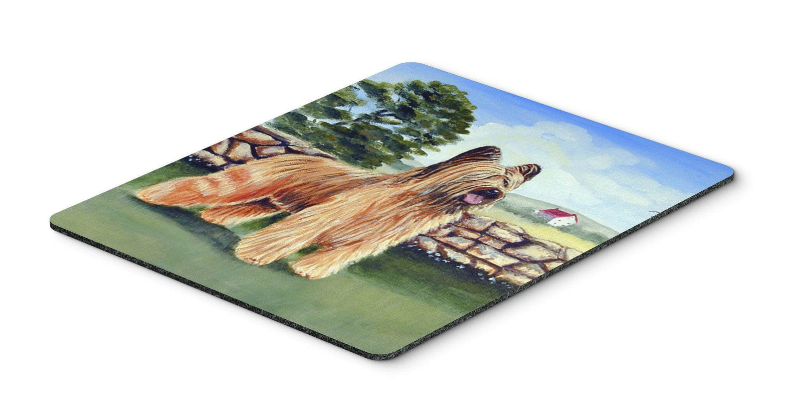 Briard by the stone fence Mouse Pad, Hot Pad or Trivet by Caroline's Treasures