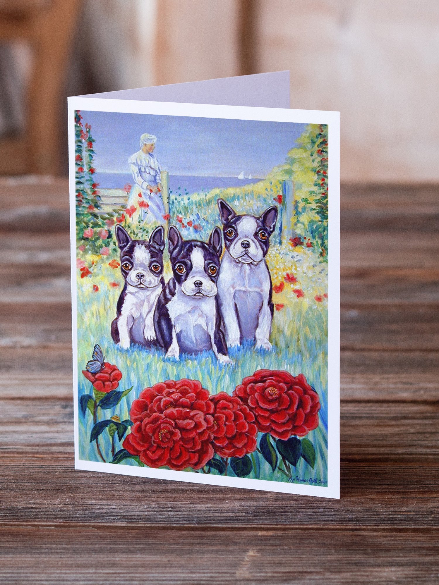 Buy this Boston Terrier Trio Greeting Cards and Envelopes Pack of 8