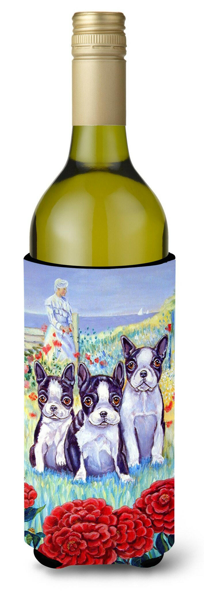 Boston Terrier Trio Wine Bottle Beverage Insulator Beverage Insulator Hugger by Caroline&#39;s Treasures
