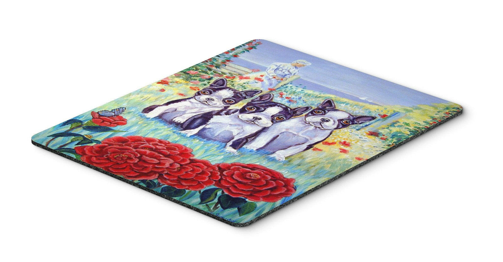 Boston Terrier Three in a Row Mouse Pad, Hot Pad or Trivet by Caroline's Treasures