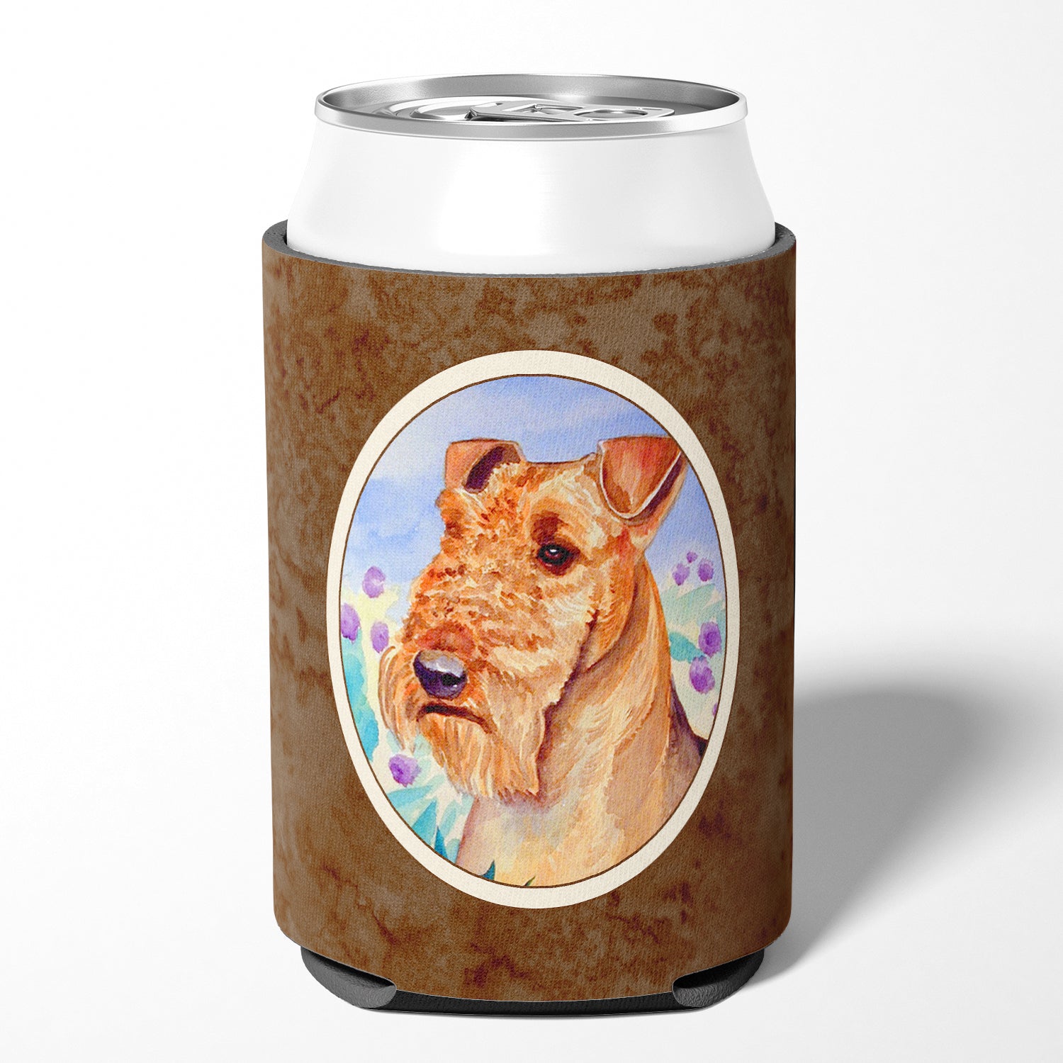 Airedale Terrier in Flowers Can or Bottle Hugger 7007CC.