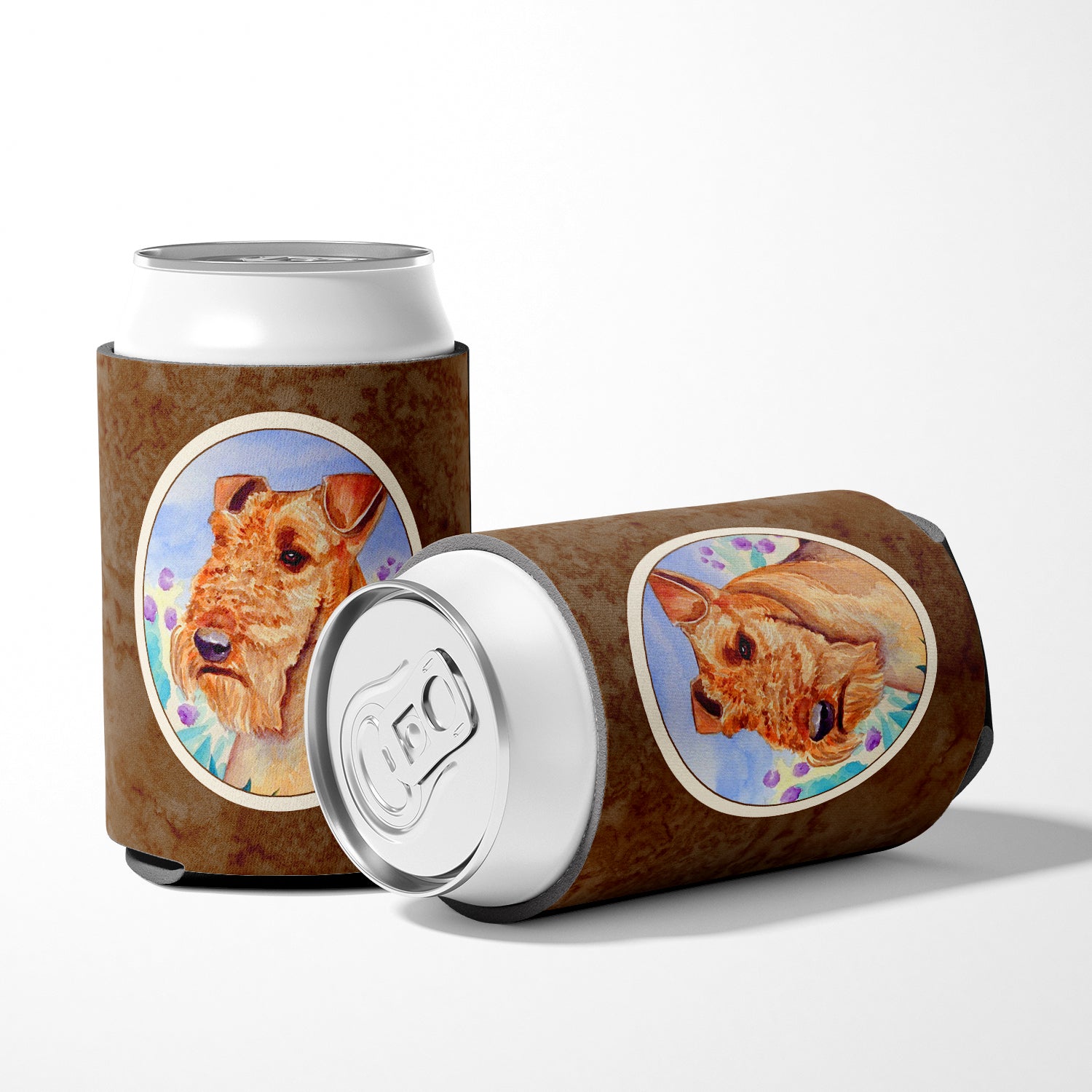 Airedale Terrier in Flowers Can or Bottle Hugger 7007CC