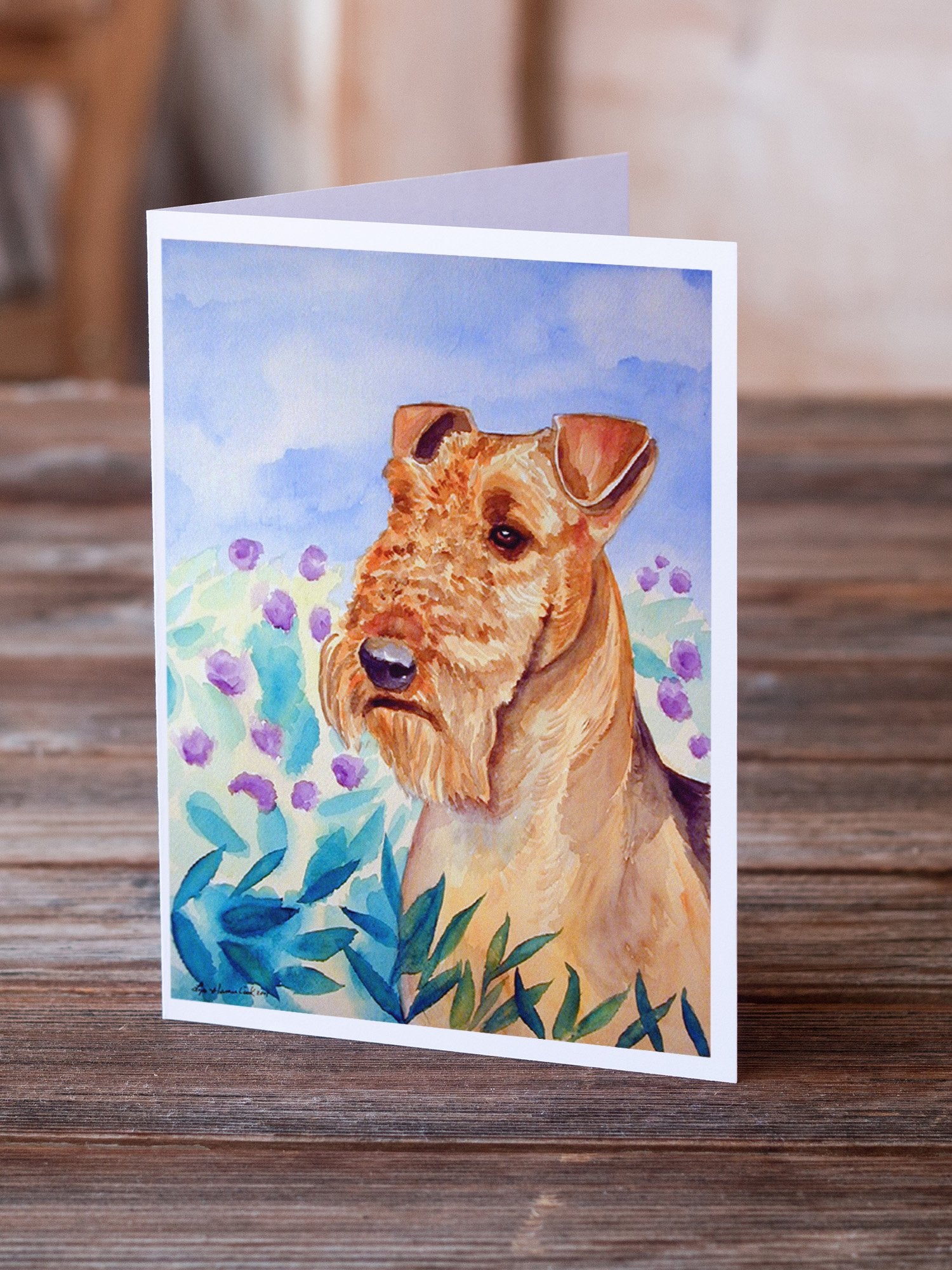 Airedale Terrier in Flowers Greeting Cards and Envelopes Pack of 8 - the-store.com