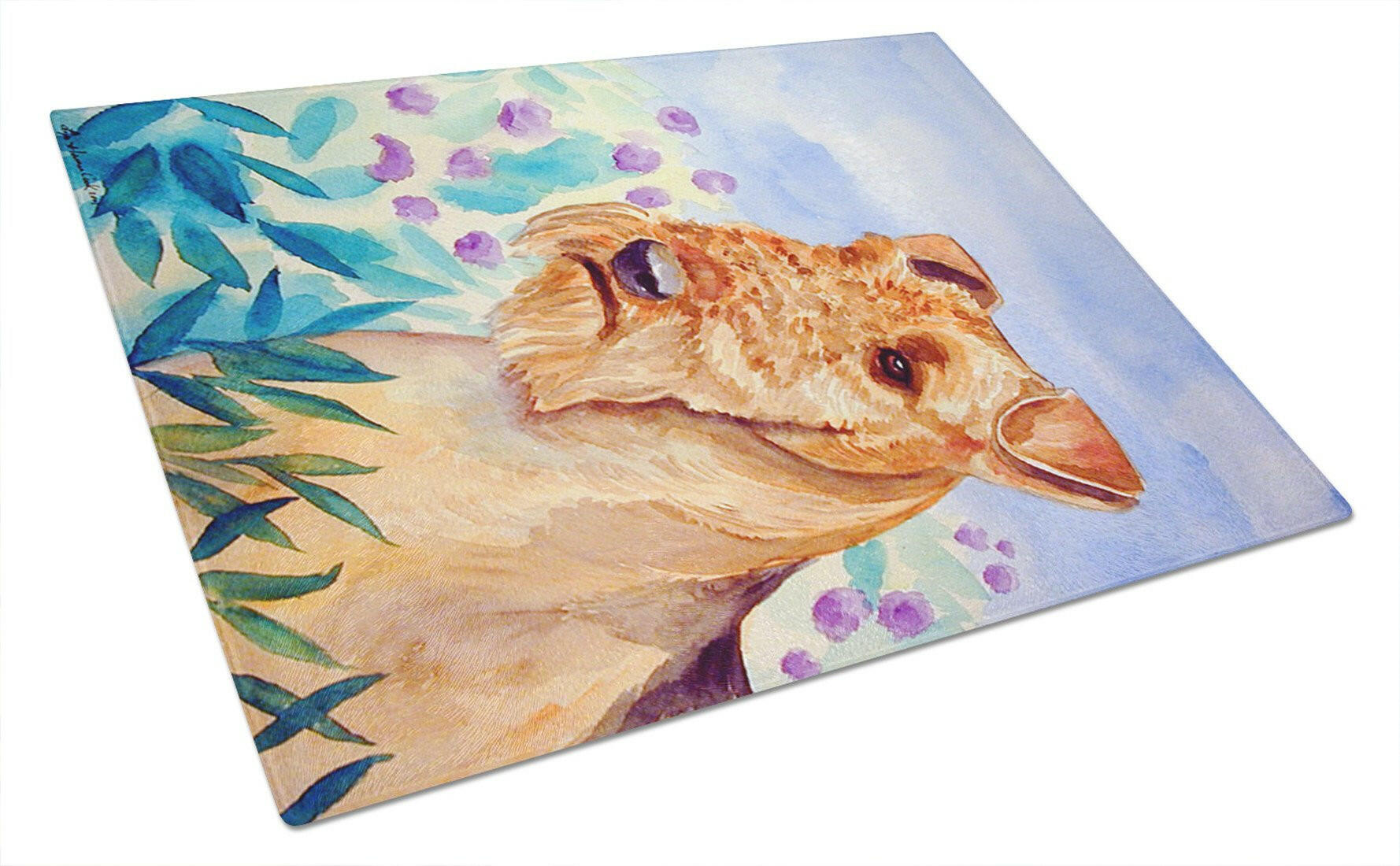 Airedale Terrier in Flowers Glass Cutting Board Large by Caroline's Treasures