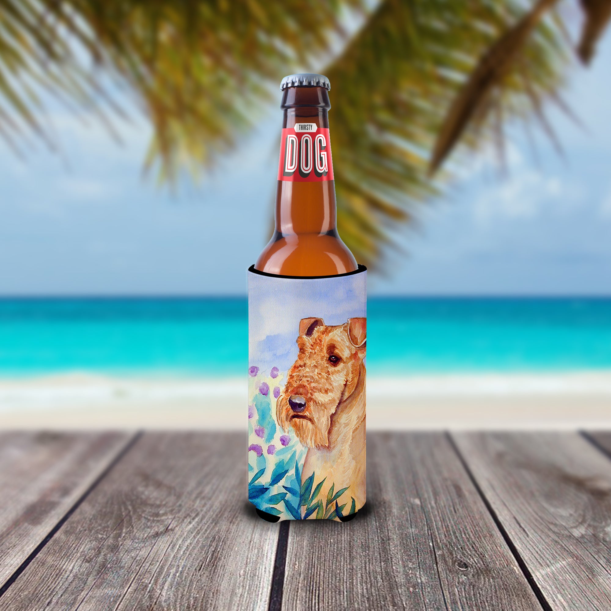 Airedale Terrier in Flowers Ultra Beverage Isolateurs pour canettes minces 7007MUK