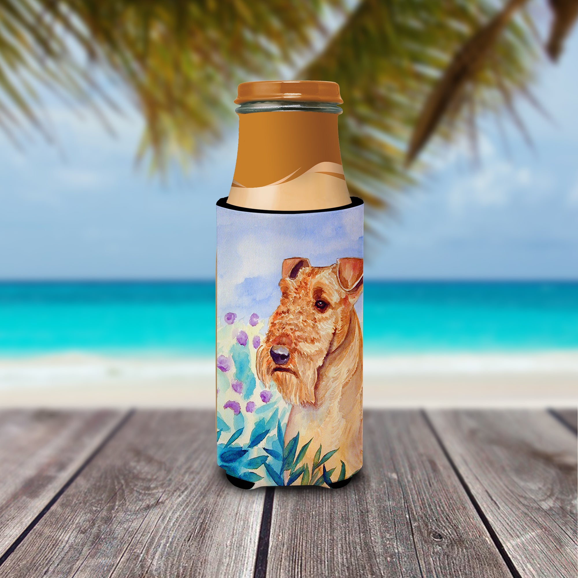 Airedale Terrier in Flowers Ultra Beverage Isolateurs pour canettes minces 7007MUK