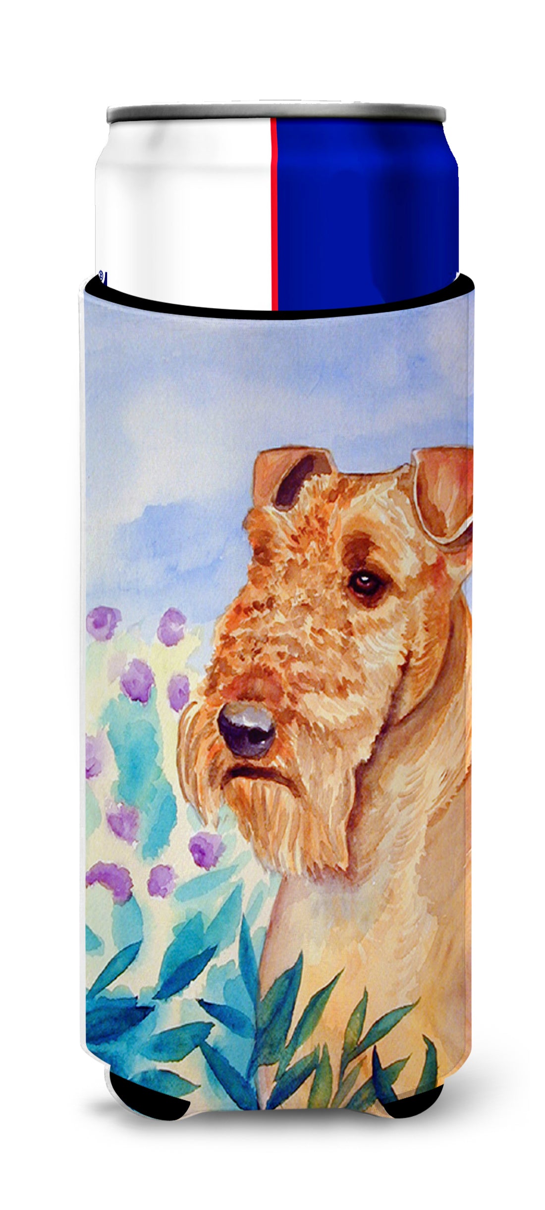 Airedale Terrier in Flowers Ultra Beverage Insulators for slim cans 7007MUK.