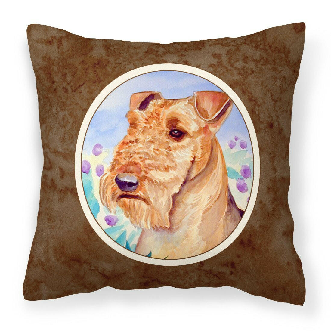 Airedale Terrier in Flowers Fabric Decorative Pillow 7007PW1414 - the-store.com