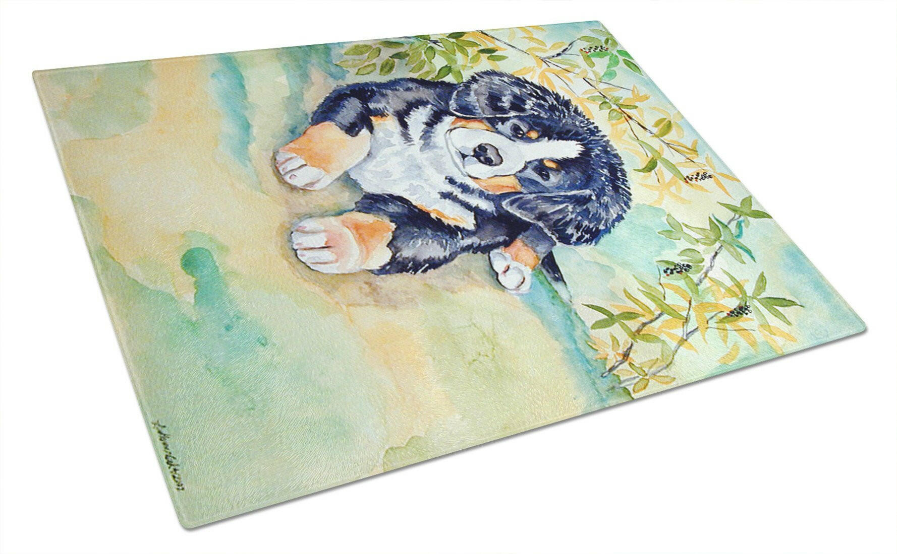Bernese Mountain Dog Puppy Glass Cutting Board Large by Caroline's Treasures
