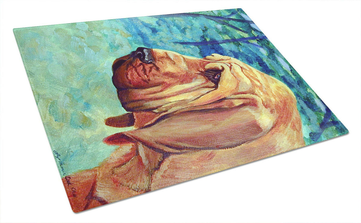 Bloodhound Thoughtful Glass Cutting Board Large by Caroline&#39;s Treasures