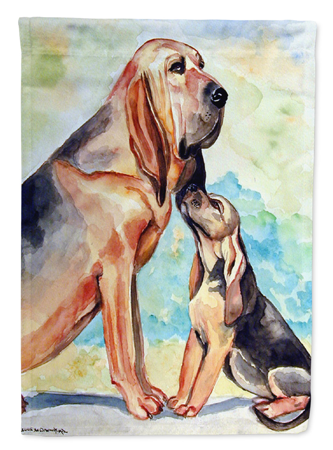 Bloodhound Momma&#39;s Love Flag Garden Size.
