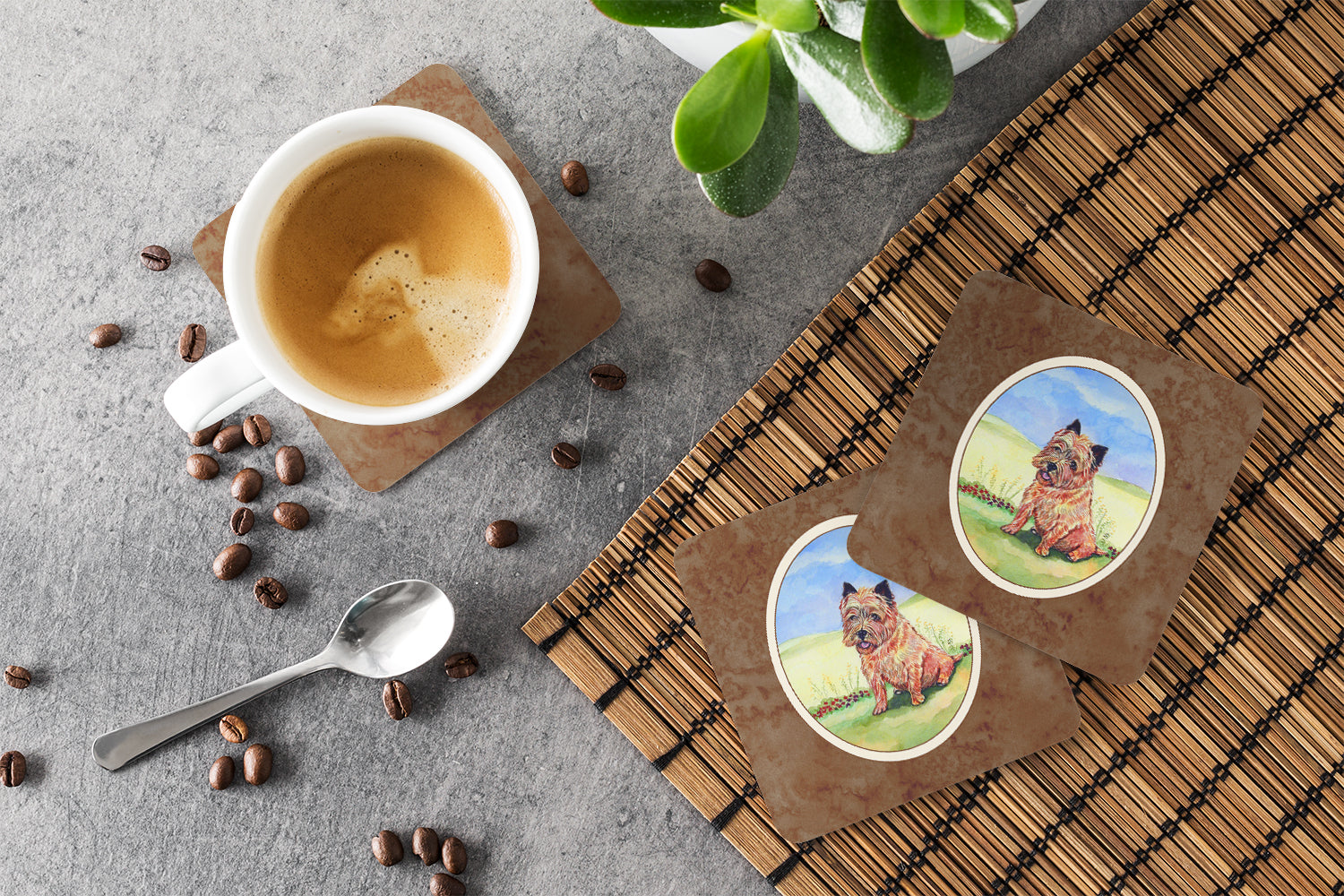 Cairn Terrier and the Chipmunk Foam Coaster Set of 4 7017FC - the-store.com