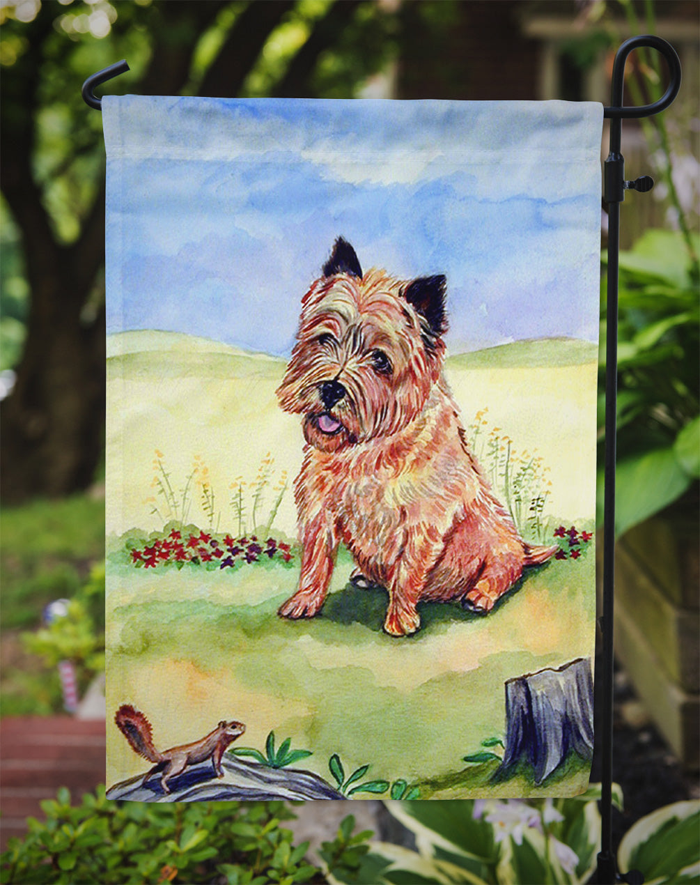 Cairn Terrier and the chipmunk Flag Garden Size.