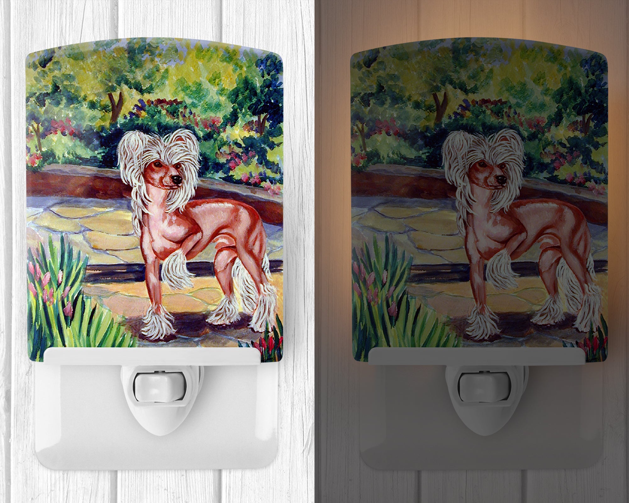 Chinese Crested on the Patio Ceramic Night Light 7021CNL - the-store.com