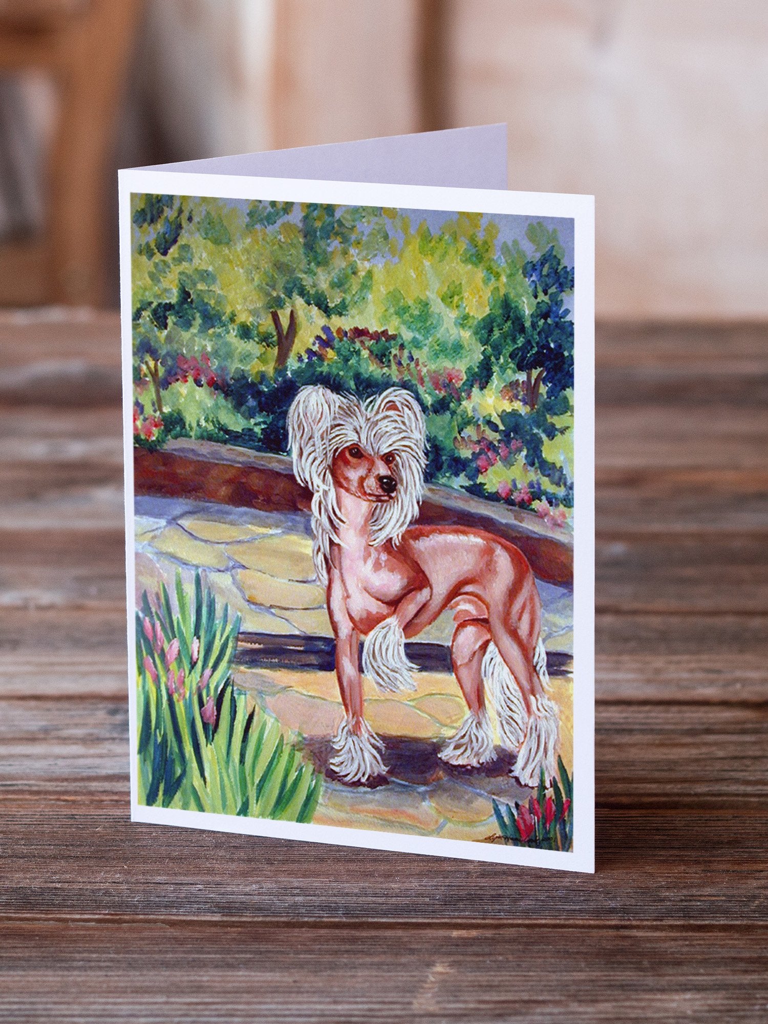 Buy this Chinese Crested on the Patio Greeting Cards and Envelopes Pack of 8