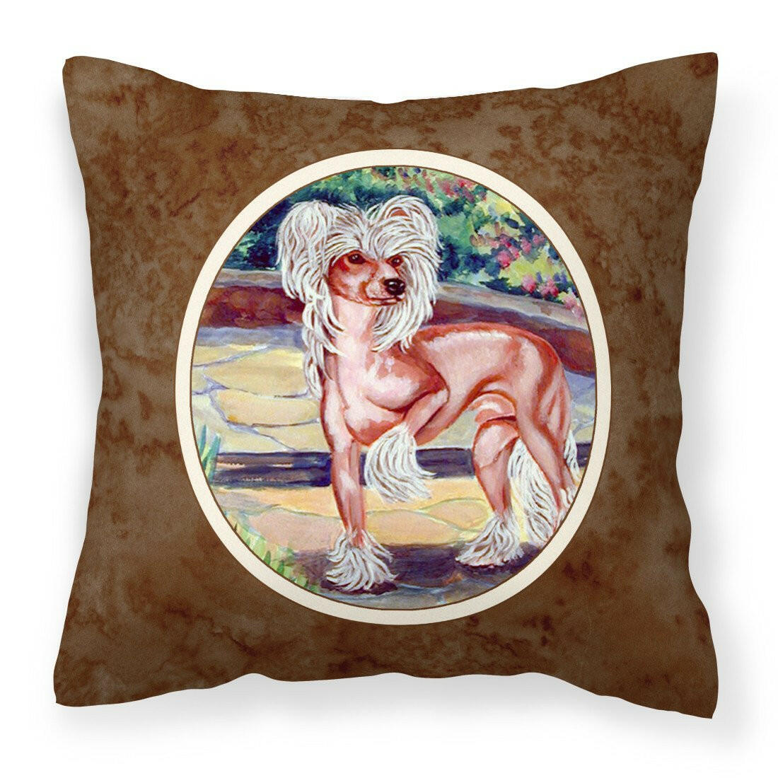 Chinese Crested on the Patio Fabric Decorative Pillow 7021PW1414 - the-store.com