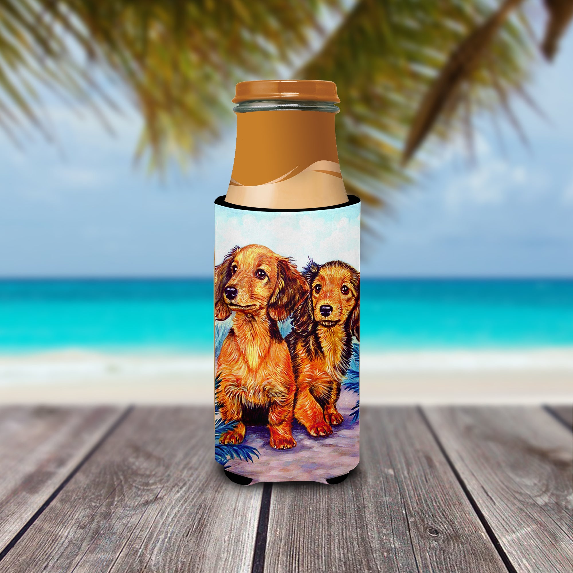 Long Hair Red Dachshund Two Peas Ultra Beverage Insulators for slim cans 7022MUK.