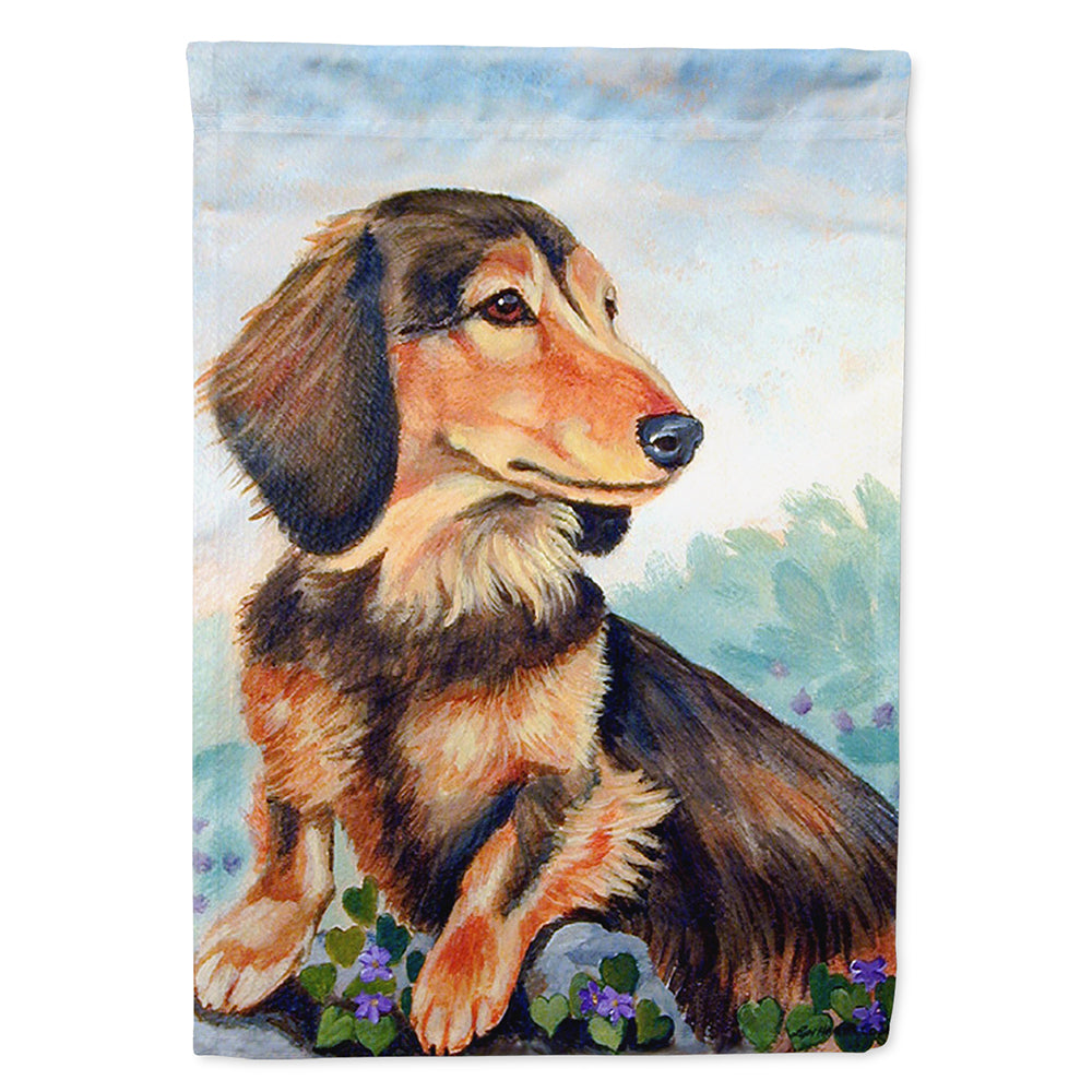 Dachshund chocolate and tan Long Haired Flag Canvas House Size